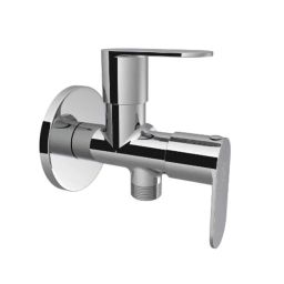 RN 1/2 inch Brass Ingot Nickel &a; Chrome Plated Touch 2 Way Angle Cock with Wall Flange-picture-6