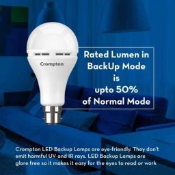 Crompton Platina 9W B22 Cool Day Light Emergency LED Bulb with Upto 4hr Battery Back Up, LED9WDFINVNB4DCDL image 4