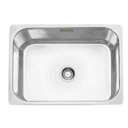 Arquin 24x18x10 inch Stainless Steel 304 Silver Glossy Finish Square Single Bowl Kitchen Sink with Ceramic Coated-image-41
