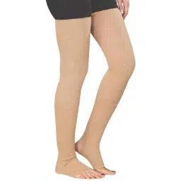 Kudize 2 Pcs Cotton Beige Thigh Length Knee Support Set, Size: M-9
