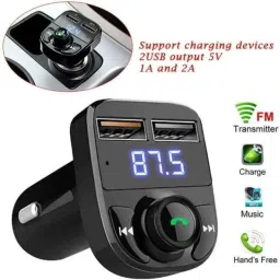 Deodap CAR-X8 3.1A Bluetooth FM Transmitter Kit for Hands-Free Call Receiver, 8533 (Pack of 2) image 2