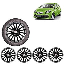Auto Pearl 4 Pcs 14 inch ABS Black &a; Silver Wheel Cover Set for Honda Brio-image-65