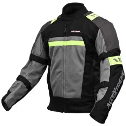 AllExtreme BAZOOKA Black &a; Neon Green Unisex All Weather Adult Motorcycle Riding Jacket with Back &a; Elbow Guard Reflective Stickers &a; Abrasion Resistance, Size: M-image-51