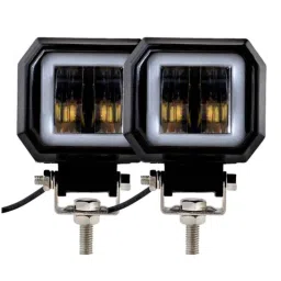 AllExtreme EX3HR2W 2 Pcs 2.5 inch 20W Square White Fog Light with Red Halo Angel Eye Ring Set-23