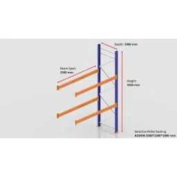 Godrej Ground Plus 2 Layers Steel Selective Pallet Racking, Max Load Capacity: 4000kg, Add on Unit: 3500x2300x1000mm (HxWxD) image 2