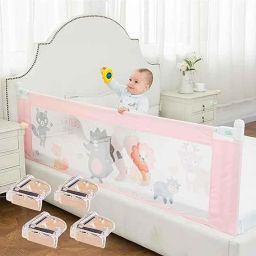 Safe-O-Kid 6x2.1ft Pink Washable Designer Bed Rail Guard for Baby, SOK9BDR2P001-26