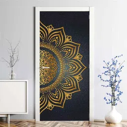Asian Paints EzyCR8 213x84cm Golden Abstracts Self Adhesive Door Mural, HPCA25378-picture-1