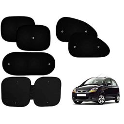 Auto Pearl 6 Pcs PVC &a; Mesh Black Window, Front &a; Rear Sun Shade Set for Chevrolet Spark-picture-25