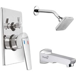 Prestige Aris 3 Pcs Brass Chrome Finish Divertor, Spout &a; Head Shower Set-picture-9