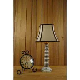 Tucasa Mango Wood Old White Table Lamp with 12 inch Polycotton Stripe Square Shade, WL-189-image-73