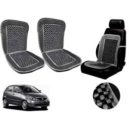 Auto Pearl PU, Velvet &a; Wooden Beads Grey Rectangular Seat Cushion for Tata Vista (Pack of 2 )-image-47