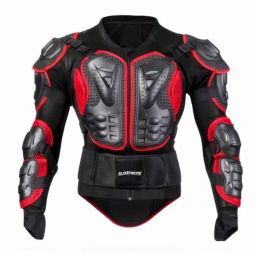 AllExtreme ARBA002 Red Full Body Armor Spine Chest Protection Gear Motocross Jacket for Motorcycling Biking Riding, Size: XL-48