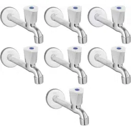 Senkiddpro Triangle Steel Chrome Finish Wall Mounted Long Body Tap with Wall Flange (Pack of 7)-image-23