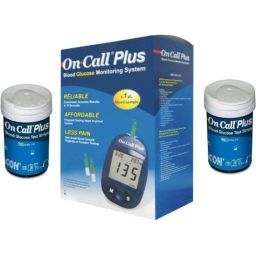 On Call Plus Blood Glucose Meter with 100 Pcs Glucometer Strips Box-12