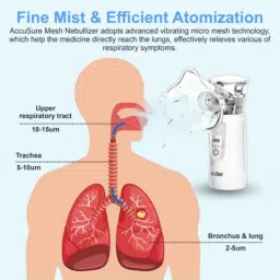 Accusure 8ml White Portable Mesh Nebuliser Machine with Box for Travel, Home &a; Daily Use, P01 image 2
