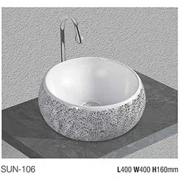 Uken (Sun-106) Imported Luxury European Style Designing Bathroom Sink/Wash Basin/Table Top (Sun-106) White-image-60