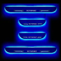 Car Accessories Hub 4 Pcs Acrylic Black Sill Scuff Plate Set with Blue LED for Mahindra NuvoSport All Model-image-11