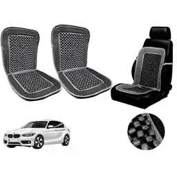 Auto Pearl PU, Velvet &a; Wooden Beads Grey Rectangular Seat Cushion for BMW 1 Series (Pack of 2 )-image-66