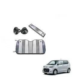 Kozdiko Aluminium Foil UV Protection Silver Windshield Sun Shade for Maruti Suzuki Wagonr Stingray-picture-25