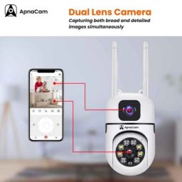 ApnaCam 2+2 MP CCTV Dual Lens Mini Wireless PTZ Smart WiFi Camera with Live Monitoring , Color Night Mode, Motion Detect Alert &a; 2 Way Audio image 2