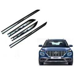 SureStrive 4 Pcs Black &a; Silver Side Door Car Beading Set for Hyundai Venue Old Model-34