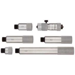 Mitutoyo 50-300mm Carbide Tipped Face Tubular Vernier Inside Micrometer with 5 Pcs Extension Rod, 137-207-35
