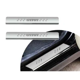 Car Accessories Hub 2 Pcs Stainless Steel Silver Car Footstep Sill Plate Set without LED for Maruti Suzuki Gypsy All Model-image-62
