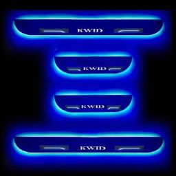 Car Accessories Hub 4 Pcs Acrylic Black Sill Scuff Plate Set with Blue LED for Renault Kwid Type-1 Old-12