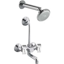 Gold Bell Brass Silver Wall Mounted Chrome Finish 2 in 1 Bathroom Wall Mixer with 4x4 inch Overhead Shower &a; 9 inch Arm, BR81_34-image-49