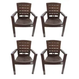 RW Rest Well Sultan 4 Pcs Brown Plastic Chair Set for Home, Office &a; Garden (Brown, Set of 2)-picture-1