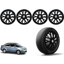 Auto Pearl 4 Pcs 14 inch Polypropylene Black Press Type Car Wheel Cover Set with Retention Ring for Maruti Suzuki Swift Dzire Type 1 2008-2011, 14WC_Phoenix_Black_DzireType1_2008_11-picture-37