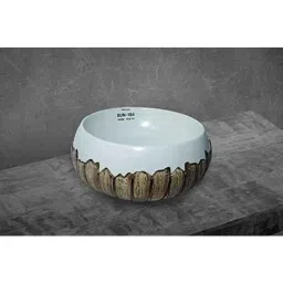 Uken Handmade Ceramic Wash Basin Crystal Designer Vessel Sink White Counter Top Wash Basin Table Top Wash Basin (Dimension 400X400X600Mm ) Glossy Finish/Table Top Sink/Super White Color (9)-picture-49