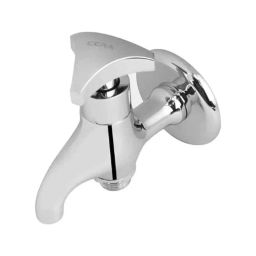 Cera Diva Stainless Steel 2 Way Bib Cock with Single Knob &a; Wall Flange, F2010163-12