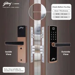 Godrej Rose Gold Catus Touch Plus Digital Smart Door Lock with 3 Pcs Deadbolt, 4 in One Model, Operated by Fingerprint, Pin, Mechanical Key &a; RFID Card, 4215 image 2