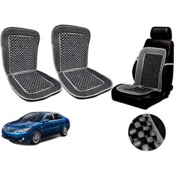 Auto Pearl PU, Velvet &a; Wooden Beads Grey Rectangular Seat Cushion for Toyota Camry (Pack of 2 )-18
