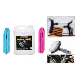 Indopower Ff947 Leather Shiner, 2 Pcs Car Cloth, Tubeless Smart Panchar Kit, All Tyre Cleaning Brush Kit, AHh949-image-46