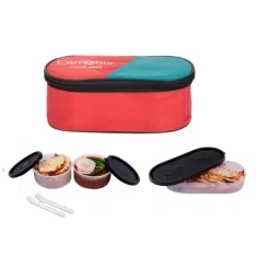 Carrolite 650ml 3-in-1 Red &a; Black Plastic Lunchbox, Black_P-05 (Pack of 2)-10