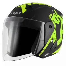 Vega Victor ABS Dull Black Neon Yellow Open Face Helmet, Size: Medium-picture-36