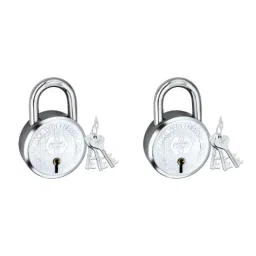Harrison 65mm 7 Lever Mild Steel Bright Chrome Polished Finish Round Padlock with 3 Keys, T-26-0278 (Pack of 2)-picture-33