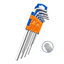 Wadfow 9 Pcs CrV Heavy Duty Extra Long Arm Hex Allen Key Set, WHK1292-30