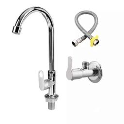 Fastgear 3 Pcs Stainless Steel Silver Chrome Finish Bathroom Faucet Set, FG1212-image-50