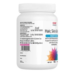 GNC Women's Hair Skin & Nails 120 Tablets & Collagen 200g Combo,  2 Piece(s)/Pack  Unflavoured & Orange  image 3
