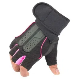 AllExtreme EXHFUGP Pink Large Half Finger Breathable Microfiber Anti-slip Shock Absorbing Bike Racing Gloves with 3m Sponge Pads-35