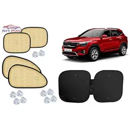 Auto Pearl 5 Pcs PVC &a; Mesh Beige Window &a; Front Sun Shade Set for Kia Seltos-picture-31