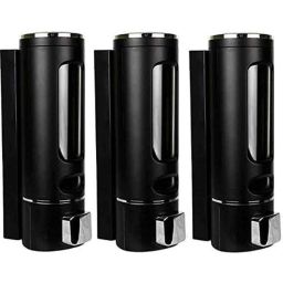 Fastgear 400ml ABS Wall Mounted Cylindrical Black Liquid Soap Dispenser (Pack of 3)-image-45