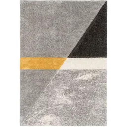 Carpetify 3x5ft Silver, Mustard &a; Charcoal Modern Geometric 3D Textured Thick &a; Soft Shaggy Fur Rug Carpet, 0928Z2SX5C3-image-95