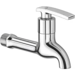 Spazio Pulse Brass Chrome Finish Quarter Turn Long Body Bib Cock with Wall Flange-picture-34