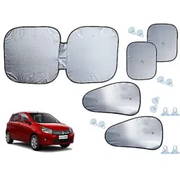 Auto Pearl 5 Pcs Polyester Black &a; Silver Window &a; Front Sun Shade Set for Maruti Suzuki Celerio LXI 2014-picture-3