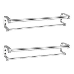 Aligarian 24 inch Stainless Steel &a; Glass Chrome Finish Wall Mounted Double Step Towel Rod (Pack of 2)-image-40