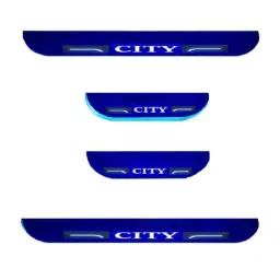 Car Accessories Hub 4 Pcs Acrylic Black Sill Scuff Plate Set with Blue LED for Honda City ZX Petrol CVT-picture-25